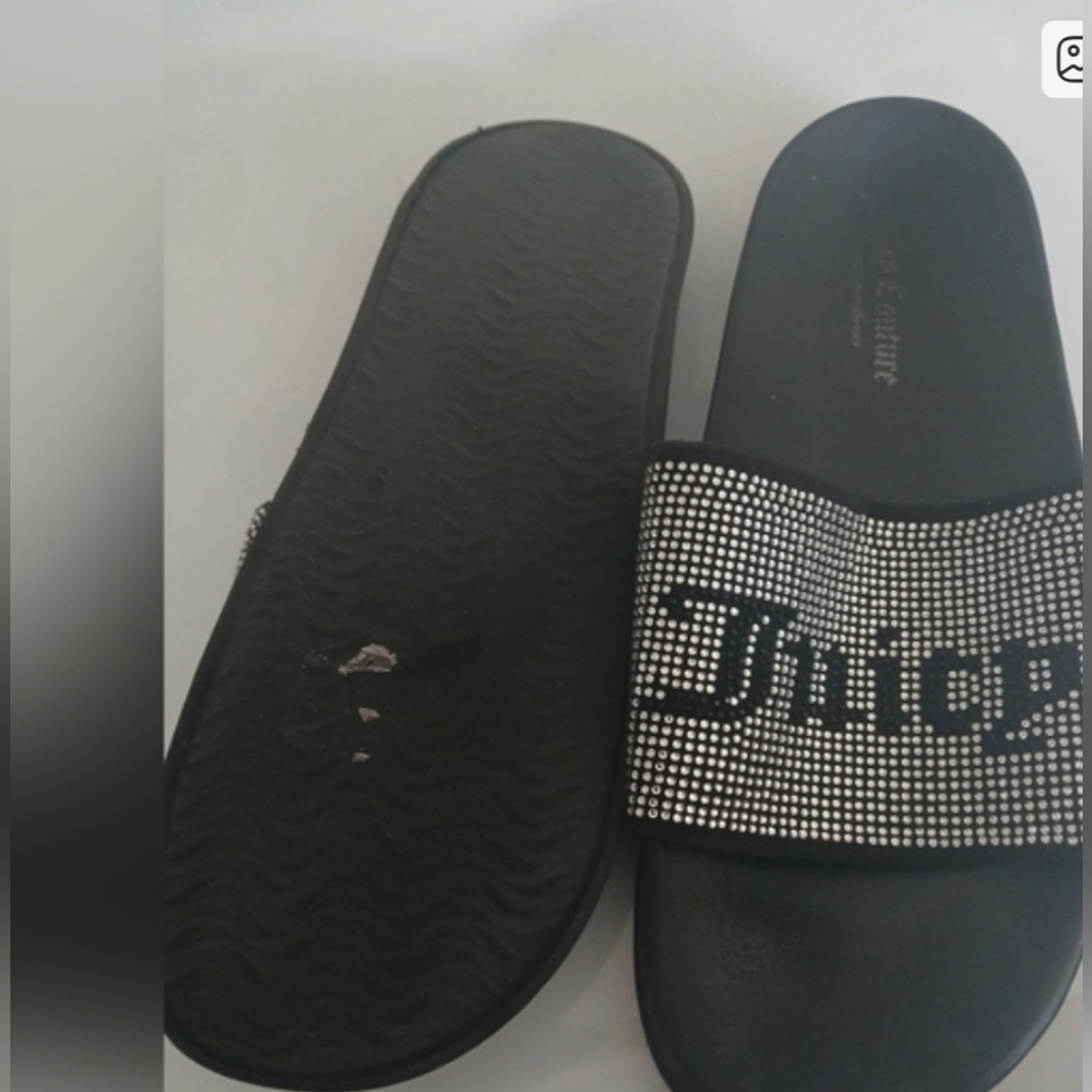 Juicy Couture Black and Silver Slide Sandals - Picture 6 of 7